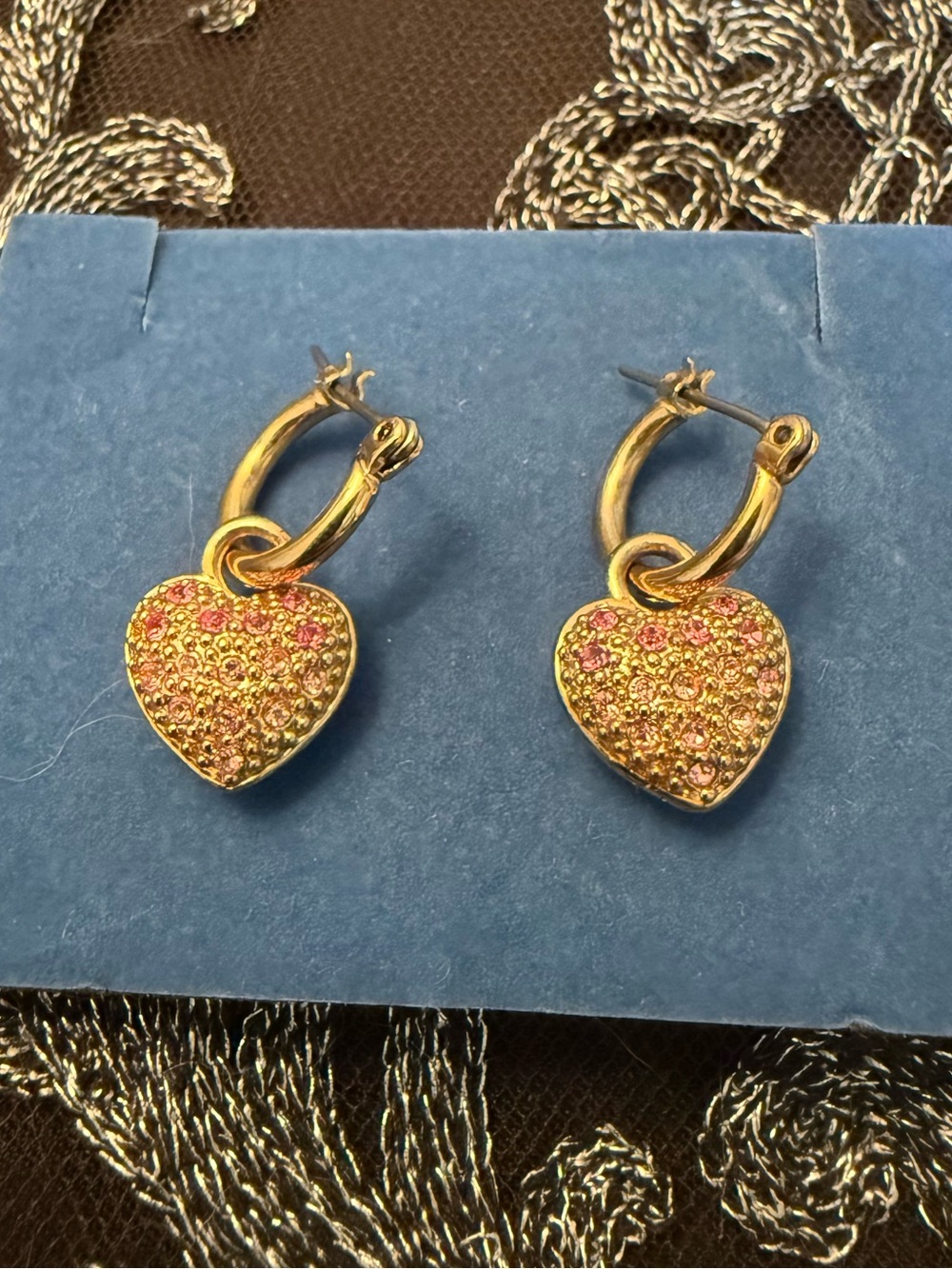 Vintage Avon Pave Ombré Heart Earrings